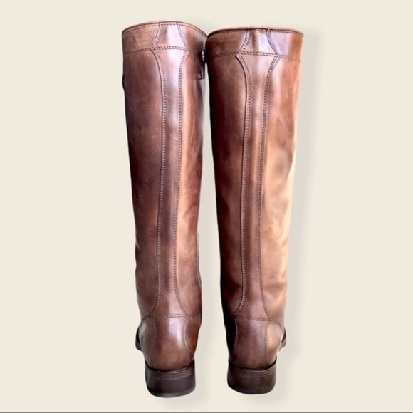 Frye Melissa Tall Classic Brown Leather Lace Up Knee High Equestrian Riding Boot - Picture 11 of 14